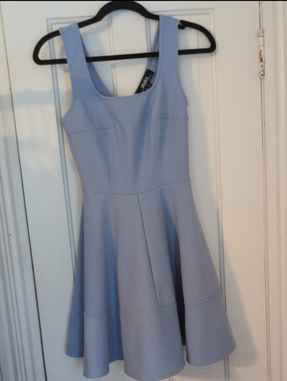 Lulu's Pale Blue Textured Skater Dress - Picture 4 of 4